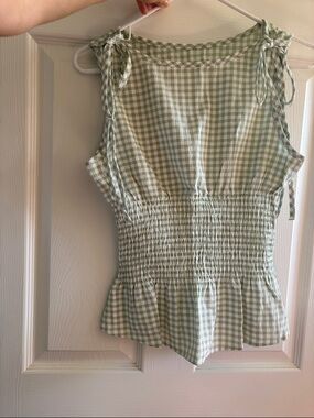 Green Boho Women's Plaid Tank Top